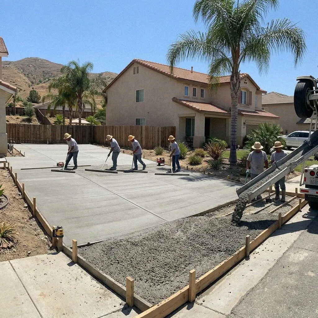 Moreno Valley Concrete Pro crew forming a driveway in Moreno Valley